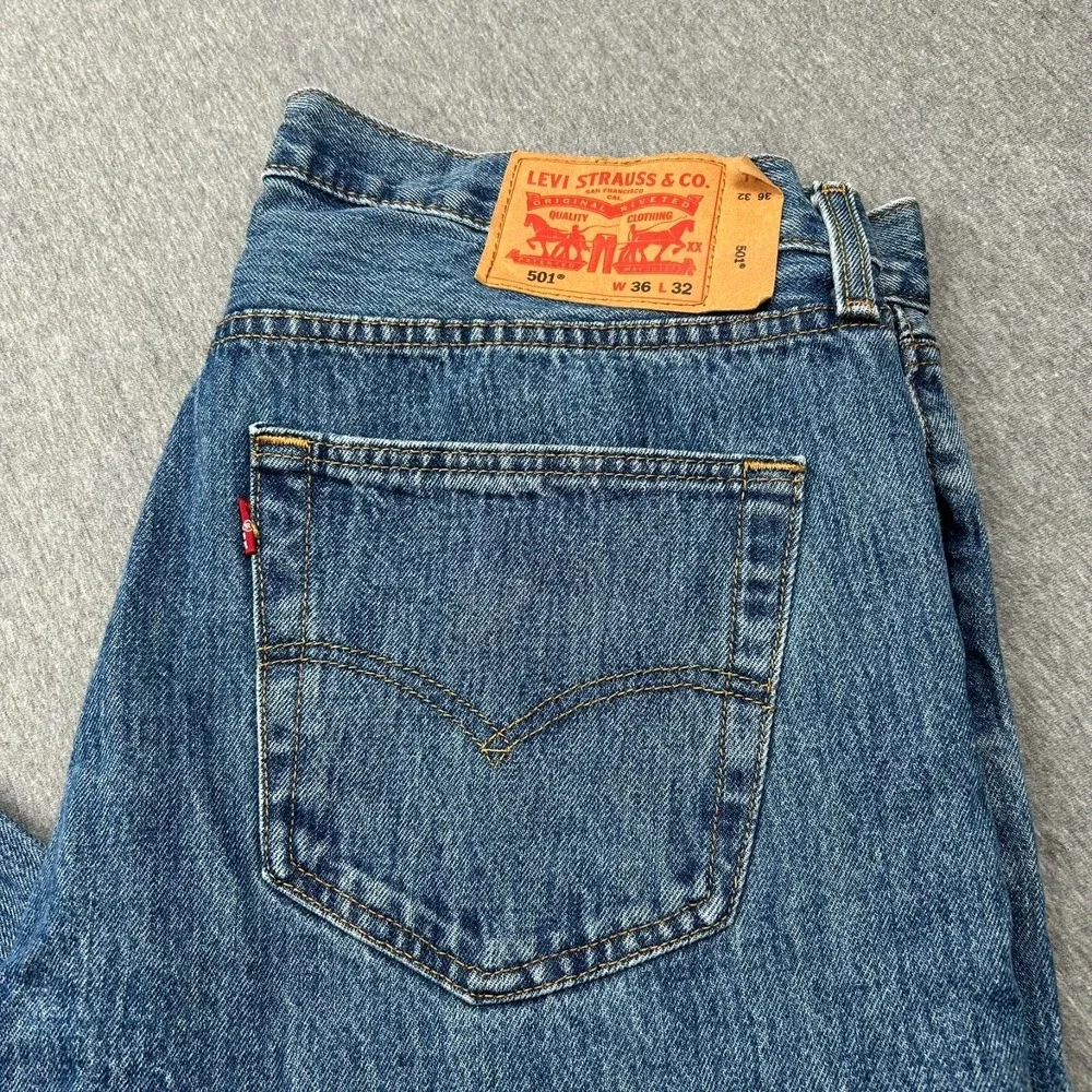 Levi's 501XX Button Fly Jeans Mens 36x30 Straight Leg Blue Denim Pants
